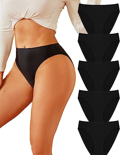 FINETOO Seamless Knickers For Women No Vpl Briefs Women's Seamless Underwear Underpants Nahtlo Hipster Invisible Panties Comfortable High Leg Knickers High Cut Design Full Coverage Multipack m-3xl