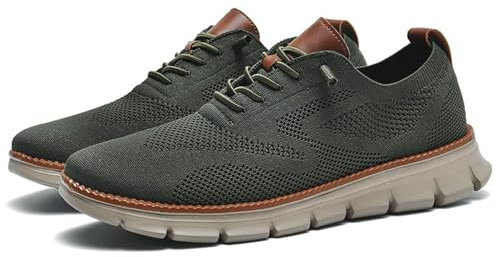 Shoes Oxford para Hombre con Cordones, Ligeros, Informales, cómodos, Zapatos para Caminar, Urban, Zapatillas de Deporte de Malla para Hombre, Zapatos de Negocios (Verde,44)