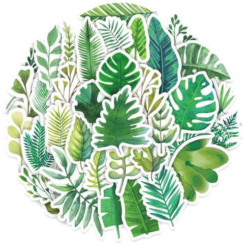 46Pcs pegatinas de hojas verdes,pegatinas hojas scrapbook,pegatinas de temas de la naturaleza impermeables,sticker de plantas para álbumes de recortes,para DIY Decoración Álbumes, Scrapbook
