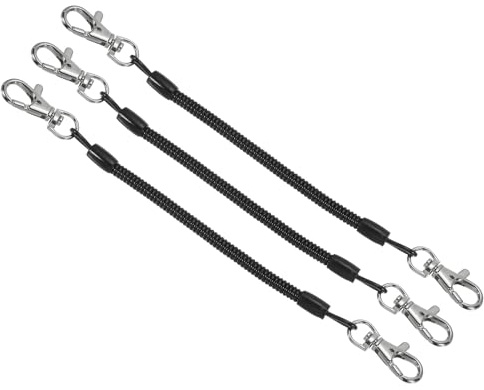 PATIKIL Porte-clés en spirale rétractable de 5 pouces avec mousquetons, 3 cordons extensibles en plastique avec crochet pour clés, badges d'identification, étiquettes, noir