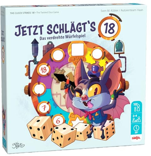 HABA Jetzt schlägt’s 18! – Verrücktes Würfelspiel mit viel Interaktion, jedes Spiel Anders Dank variierender Spielblätter, Familienspiel ab 10 Jahren, Spielfans