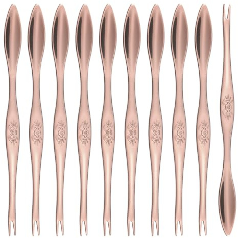 sourcing map 10 Pcs Stainless Steel Crab Forks 6.5 Inch Seafood Forks Crab Legs Cracker Utensils Seafood Picks Tools for Lobster, Crab, Crawfish, Prawns and Shrimp Seafood (Rose Gold)