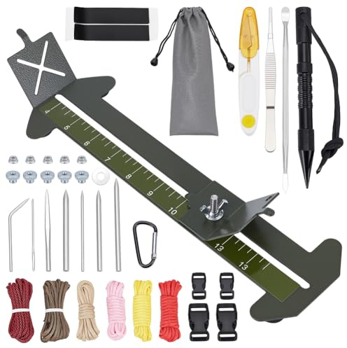 UNICRAFTALE Jig-kit för justerbart armband längd 4 tum till 13 tum med 4 snören och 2 spännen grön armé fallskärmslina vävverktyg gör-det-själv hantverk syset i rostfritt stål