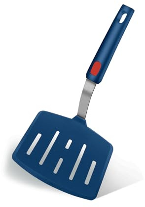 Espátula de silicona antiadherente - Amplia para panqueques, cocinar y hornear - Resistente al calor hasta 600 °F (Espátula ancha azul)