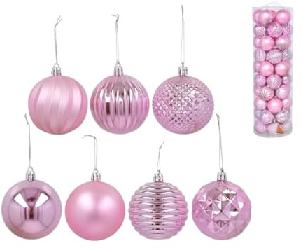 Gerimport Pack de 50 Bolas de Navidad Rosas Colgantes de 7 cm Árbol, Guirnaldas y Centros de Mesa