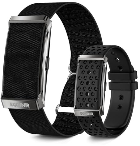 EGQINR Smart Bracelet for Men Women, 9mm Ultra-Thin Fitness Tracker with 24/7 Heart Rate, SpO2, Blood Pressure & Sleep Monitor, 170+ Sports Modes, Vibration Alerts, Dual Straps (Silicone & Nylon)