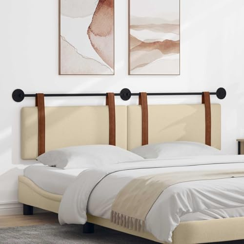 sephironlbb Cabecero colgante de color crema de poliuretano antiguo con respaldo acolchado montado en la pared, cabecero tapizado rectangular para dormitorio, cabecero de cama moderno con estructura