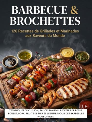 Barbecue & Brochettes : 120 Recettes de Grillades et Marinades aux Saveurs du Monde: Techniques de cuisson, sauces maison, recettes de bœuf, poulet, ... et légumes pour des barbecues inoubliables.