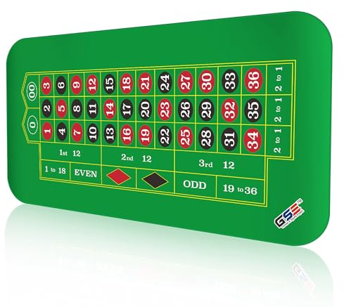 GSE Games & Sports Expert Casino Roulette Tabletop Layout Mat with Carrying Bag, Non-Slip Rubber Roulette Table Top Mat for Family/Friends Parties, Casino Night