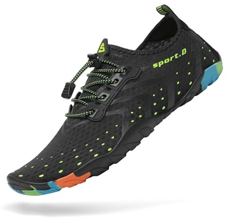 Mishansha Mens Womens Water Shoes Quick Dry Barefoot for Swim Diving Surf Aqua Sports Pool Beach Walking Yoga Black 11