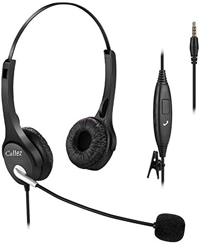 Auriculares Teléfono Móvil 3,5mm con Micrófono Cancelación de Ruido, Cascos PC para Oficina Skype Zoom, Ordenador Laptop Mac iPad iPhone Samsung Huawei Celulares y Smartphones, Chats Clara, Cómodo