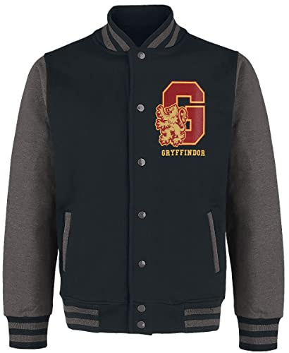 Harry Potter Gryffindor - Quidditch Hombre Chaqueta Universitaria jaspeado negro/gris M 100% algodón