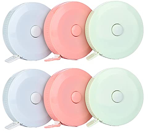 Hoshisea 6 Stück 150 cm Einziehbares Maßband, Einziehbares Maßband Körper, Umfangsmessband, Kapselmaßband, Schneidermaßband, Wird Verwendet, um die Länge von Körper und Kleidung zu Messen(3 Farben)
