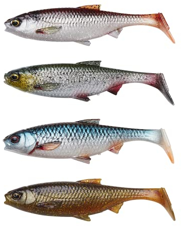 Savage Gear 3D River Plötze Mix - 4er-Pack realistischer Rotaugenköder für dunkle und trübe Gewässer - ideal für Barsch, Hecht, Zander und Vielfischangler Clear Water Mix 14 cm