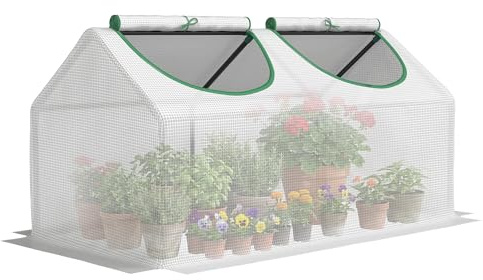 Outsunny Serra da Giardino a Casetta, Copertura PE 120x60x60cm Bianco