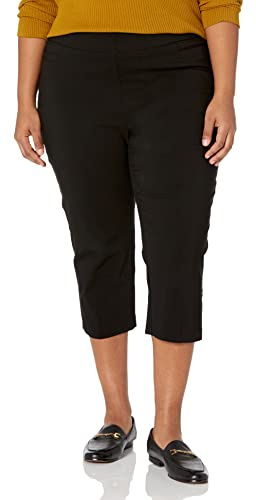 Briggs New York Womens Plus-Size Pull On Capri Pocket Casual Pants, Black, 18 Plus