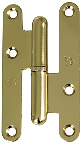 Amig - Pernio a la Izquierda - 95 x 52 x 2 mm - Arandela a Presión - Sin Remate - Cantos Redondos - Sujeta Puertas con Firmeza - Acero Lacado Dorado