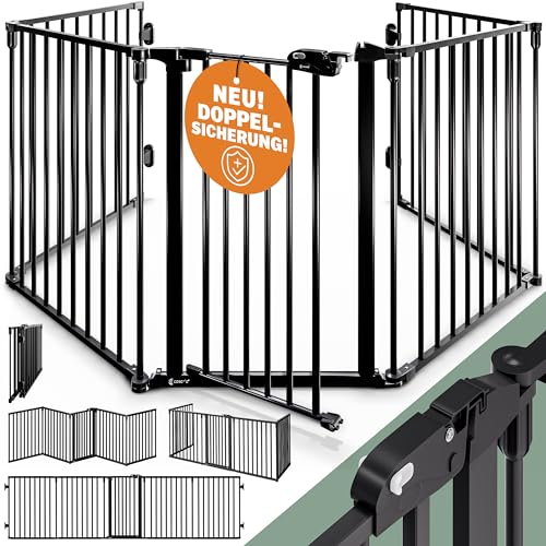 CASARIA® Rejilla Barrera de Seguridad Chimenea Protección Niños 306x76cm Protector Puerta Valla Perros