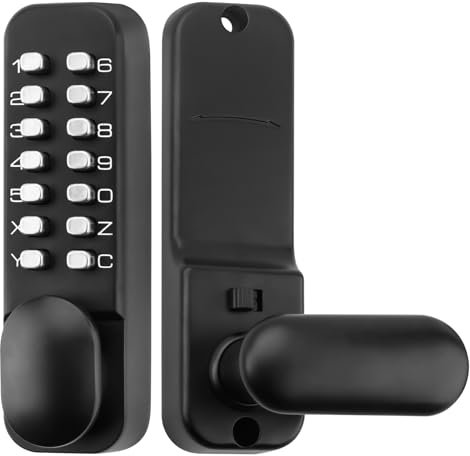ANNFUZ Mechanical Keyless Entry Door Lock with Handle,Front Door Lock Set with Push Button & Keys,Combination Code Door Lever Locks with Keypad,Gate Lock for Outdoor,Fence,Warehouse,No Electronic