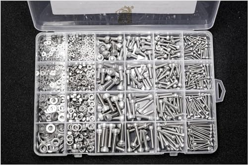 Roedax Ringschraube, 860 Stück Ringmuttern, M2, M3, M4, M5, Mutternschraube, Sechskant-Innensechskantschraubensatz, Edelstahl-Schraubring, Ringschraube