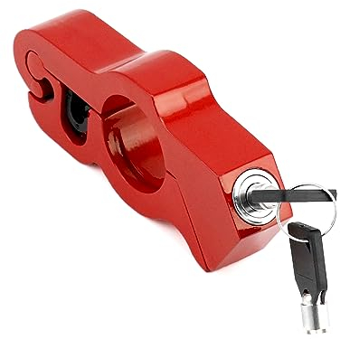 QWORK® Universelles Motorrad Schloss, Anti Diebstahl Griffschloss, FüR Roller, MotorräDer, FahrräDer, Rot, Verstellbar Und Tragbar