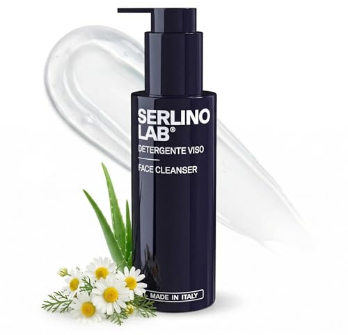 SERLINO LAB Detergente Viso Uomo, Crema idratante, Pulizia Profonda, Freschezza e Idratazione, Skincare per lui, con Acido ialuronico e Aloe Vera, Dopo Rasatura, Made in Italy 100ml