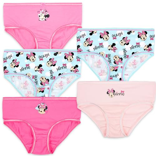 Disney Minnie Mouse Mutandine per Ragazze Morbidi Slip in Cotone 100% per Ragazze Pantaloni Intimi per Ragazze - Confezione da 5 con 5 Disegni Diversi - Rosa - Invecchiato 2/3