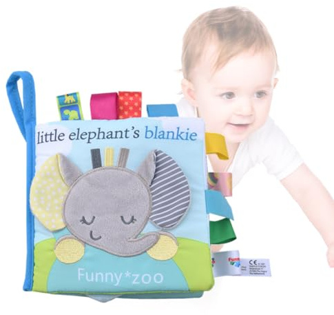 FEQDWOX Libro di stoffa bambino libro giocattolo con squeaker, sonaglio e carta frusciante con anello di chiusura libro di stoffa per bambini e neonati da 3+ mesi