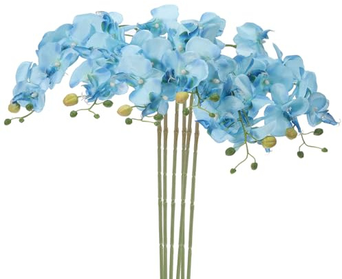PATIKIL Steli Di Orchidea Artificiale 31, Confezione Da 6 Pezzi 7 Teste Fiori Di Seta Finta Phalaenopsis Fiore Orchidea Finto Al Tatto Reale Per Vaso Decorazione Casa Matrimonio