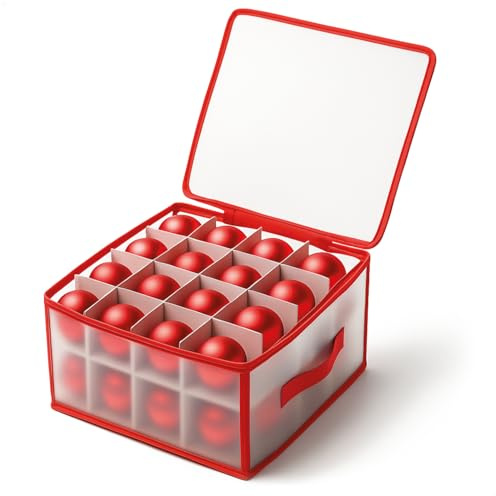 com-four® Caja de Almacenamiento para 32 Bolas navideñas - Caja para clasificar Adornos para árboles de Navidad - Organizador de Adornos navideños - Almacenamiento para Adornos navideños