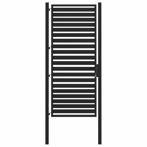 vidaxl Garden gate 100x200 cm Black Aluminium Patio Fence gate Lockable Design Garden Entrance
