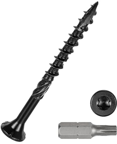 DTGN #8x2 Deck Screws - 500Pack - Good for Decks, Fences, Frames, Farms, Outdoor Furniture - Carbon Steel Wood Screws Decking Screws Epoxy Coated W/ T25 Torx Star Drive Bit - Black