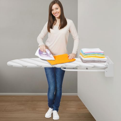 Petite planche à repasser pliable - Montage mural - Table à repasser - Rotation à 180° - En acier au carbone - Peu encombrante - Pour centrale vapeur - 93 x 31,5 x 14 cm