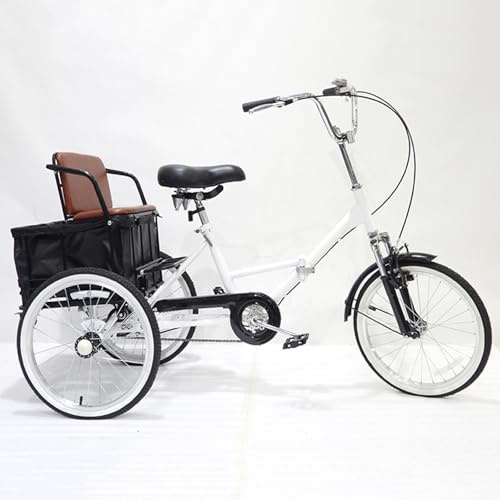 20-Tums Trehjuling För Vuxna - 3-Hjuliga Cruisercyklar, Trehjuling Med En Växlad Lastcykel, Pedalcykel Med Korg, För Män Och Kvinnor, Seniorer C