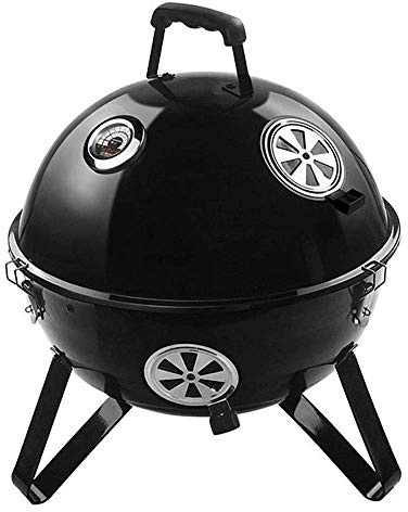 Tragbarer Grill, Dicker Holzkohle-Mehrpersonengrill aus Edelstahl for den Haushalt, tragbarer runder Picknickgrill ist stabil und langlebig, 57 x 46,7 cm