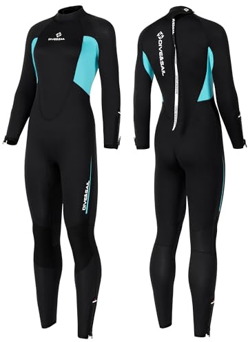 Combinaison de plongée 5 mm en néoprène pour homme et femme - Paroi épaisse - Fermeture éclair dans le dos - Manches longues - Maintien au chaud - Pour la plongée, le surf, la plongée avec tuba et les