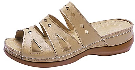 Uwdiohq Sandalias Transpirables De Ocio Para Mujer, Con Cuña Abierta, Zapatos Playa, Verano Punta Deslizante Mujer Piedras (Brown, 39) Deportivas Talla 35 Rejilla Rojas Zapatillas Rehabilitación