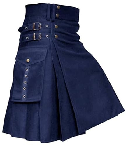 AMEEDA Kilt Ecossais Homme Kilt de Festival écossais for Hommes, Jupe plissée Traditionnelle, Couleur Unie, Style médiéval, Tenue décontractée