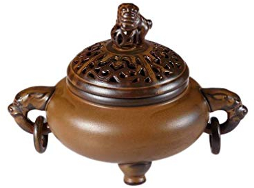 lachineuse - Encensoir Lion Chinois - Brûle Encens Charbon - en Céramique - Décoration Asiatique Intérieur - Objet Décoration Esotérisme - Support Porte Encens - Idée Cadeau Chine Japon Asie