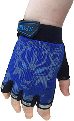 EurHouse Kinder Fahrradhandschuhe Bike Fingerlose Handschuh für Jungen und Mädchen Radhandschuhe Fingerhandschuh für Sport Mountainbike, Kletterei, Skaten, Rennrad Schwarz