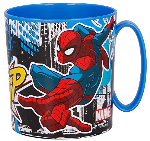 Stor Tasse à micro-ondes 350 ml pour enfants avec motifs Marvel Spiderman, sans BPA, lavable et réutilisable