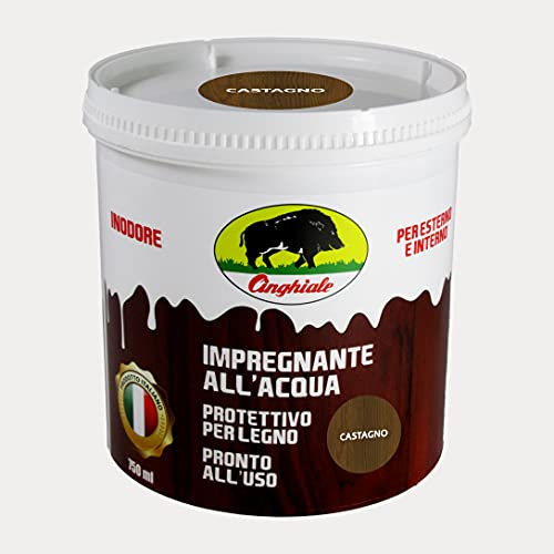 Cinghiale 807 Impregnante all'Acqua 0,75 Litri Colore Castagno per Legno Inodore VOC Bassissimi Protettivo e Nutriente