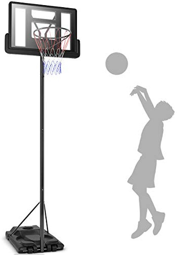 COSTWAY Panier de Basket Ball sur Pied avec Hauteur Réglable 180-305cm, Support de Basketball Portable à roulettes avec Cadre en Acier, Extérieur & Intérieur pour Adolescents et Adultes