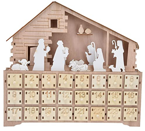 Calendario Dell'Avvento di Natale, Ornamento del Calendario Dell'Avvento, Calendario con Luci a LED Calendario da Tavolo in Legno Ornamento del Calendario Dell'Avvento di Natale Per La Decorazione del