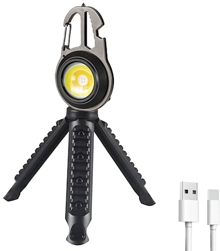 Mediawave Store - Mini Torcia Led Multiuso da Campeggio, Da Tavolo, Illuminazione Esterna, Illuminazione Interna, Mini Torcia Portatile, Ricaricabile con Treppiede, Mini Torcia Led Multiuso