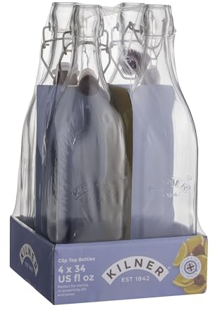 Kilner Clip Top Square Bottle 1 Litre Tray of 4