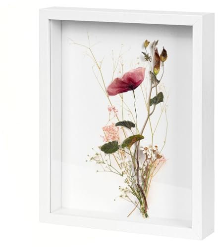 White Wooden 3D Picture Frame, 3D Shadow Box A4, Deep Box Photo Frame, Keep Memories Shadow Box Frame, 21 x 29.7cm Frame for Filling Objects, Display Photo Frames for Crafts Anniversary Wedding