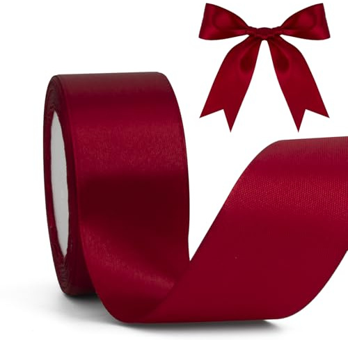 Geschenkband Burgunder 40mm Satinband 23 Meters Schleifenband Band Für Geschenkverpackung Seidenband Geschenkbänder Für DIY Haarbögen Stoffband Für Weihnachten Silvester Dekoration