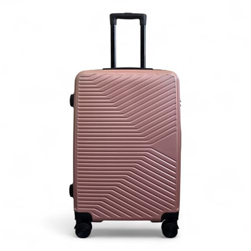 Infinity Bagageset med hårt skal, lätt ABS, rullväska, resväska, kabinväska, semesterväskor, Rosa guld, M (67 cm), Resväska