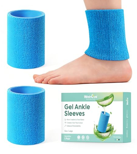 Welnove Ankle Gel Sleeves, Aloe Vera Infused Skate Socks for Figure Skating Riding Ski, Ankle Protection Foot Support Socks